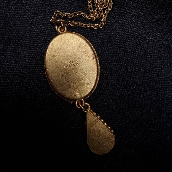 Vintage ItalianSigned 1940s Gold Tone Micromosaic Pendant Necklace - Picture 6 of 6